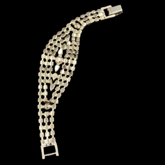 Vintage Wide Tapering Glamorous Rhinestone Bracelet - Picture 10 of 10